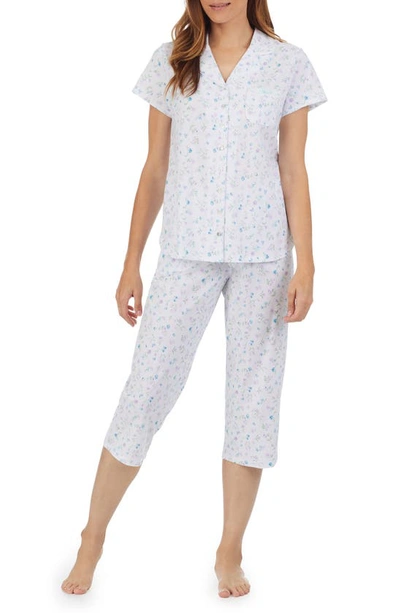 Shop Eileen West Floral Cotton Capri Pajamas In White Novl