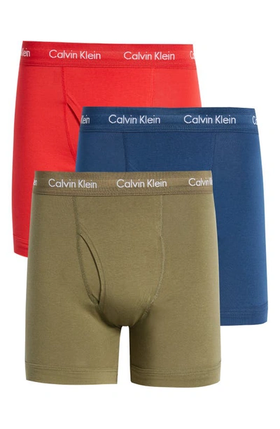 Shop Calvin Klein 3-pack Moisture Wicking Stretch Cotton Boxer Briefs In 1r2 Aspen Berry