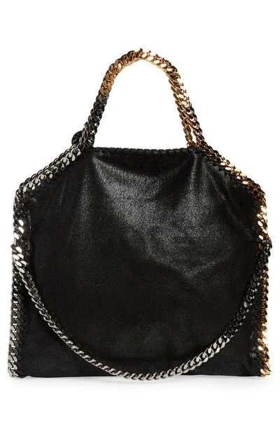 Stella Mccartney The Falabella Mini Faux Brushed-leather Shoulder Bag In Black