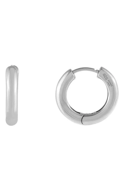 Shop Adinas Jewels Classic Tube Hoop Earrings In Silver