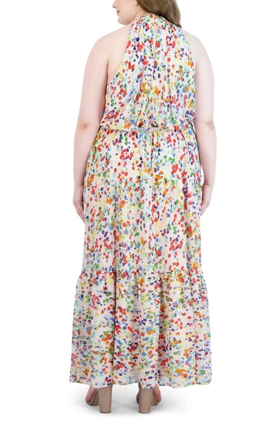 Shop Julia Jordan Print Belted Tiered Maxi Dress In Blush Multi