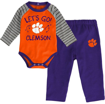 Shop Genuine Stuff Infant Orange/purple Clemson Tigers Touchdown 2.0 Raglan Long Sleeve Bodysuit & Pants Set