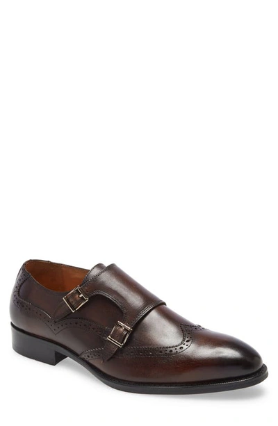 Shop Ike Behar Easton Double Monk Strap Shoe In Brown