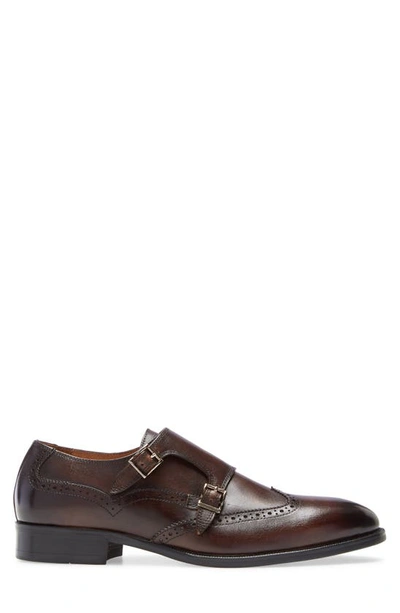 Shop Ike Behar Easton Double Monk Strap Shoe In Brown