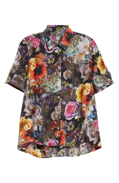 Shop Adam Lippes Floral Print Voile Trapeze Shirt In Black Floral
