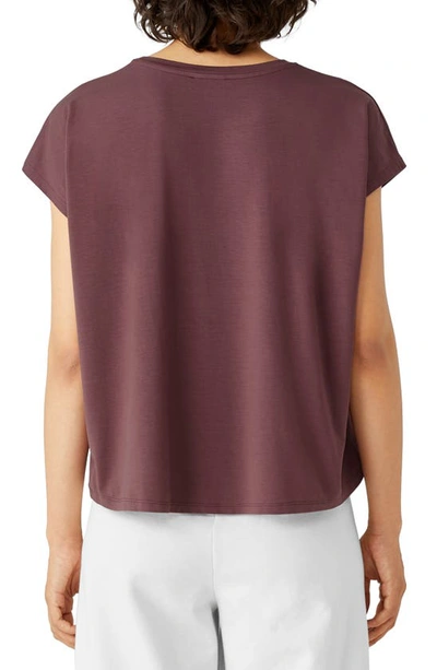 Shop Eileen Fisher Crewneck Boxy Stretch Jersey T-shirt In Fig