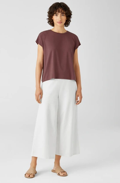 Shop Eileen Fisher Crewneck Boxy Stretch Jersey T-shirt In Fig