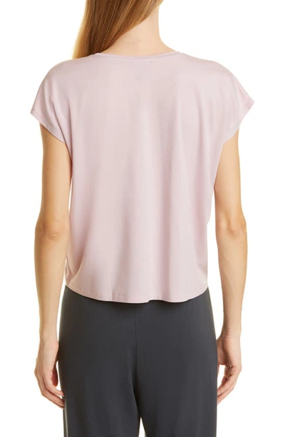 Shop Eileen Fisher Crewneck Boxy Stretch Jersey T-shirt In Light Plum