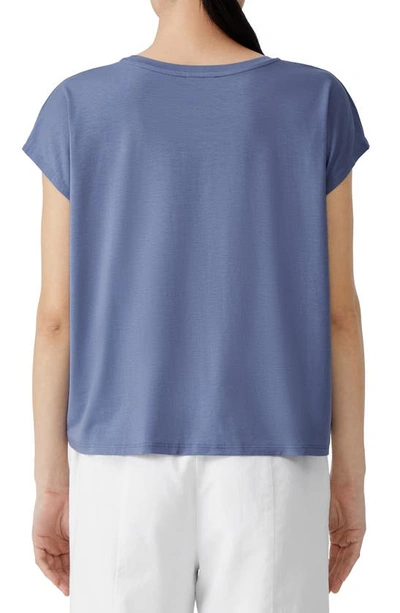 Shop Eileen Fisher Crewneck Boxy Stretch Jersey T-shirt In Periwinkle