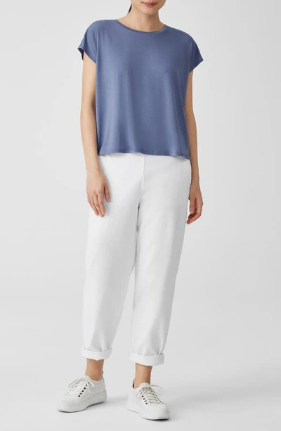 Shop Eileen Fisher Crewneck Boxy Stretch Jersey T-shirt In Periwinkle