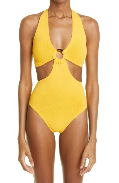 Shop Hunza G One-piece Cutout Swimsuit In Flat Sunshine Nile