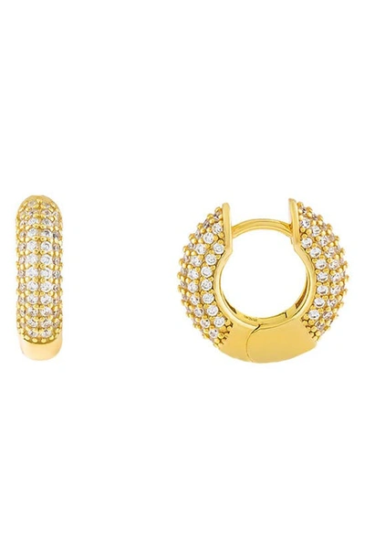 Shop Adinas Jewels Pavé Chunky Huggie Hoop Earrings In Gold