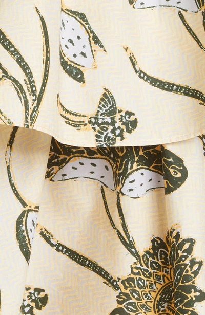 Shop Ulla Johnson Giselle Ruffle Long Sleeve Minidress In Lemon Balm