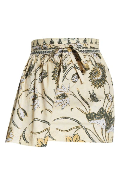 Shop Ulla Johnson Rowan Botanical Print Cotton Shorts In Lemon Balm