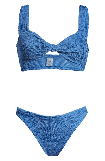 Hunza G Jean Crinkle Twist Two-piece Swimsuit In Denim