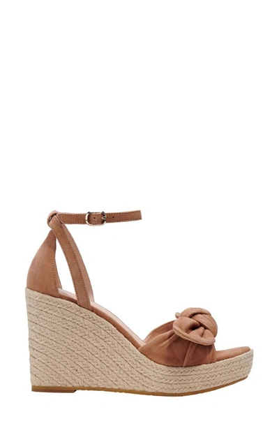 Kate Spade Tianna Suede Bow Wedge Espadrille Sandals In Medium Biscotti