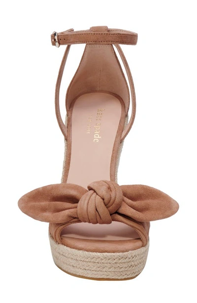Kate Spade Tianna Suede Bow Wedge Espadrille Sandals In Medium Biscotti