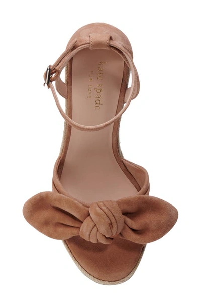 Kate Spade Tianna Suede Bow Wedge Espadrille Sandals In Medium Biscotti
