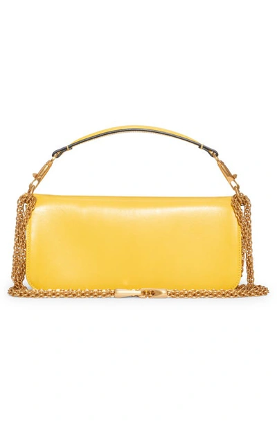 Shop Valentino Vlogo Signature Leather Shoulder Bag In Bright Lemon
