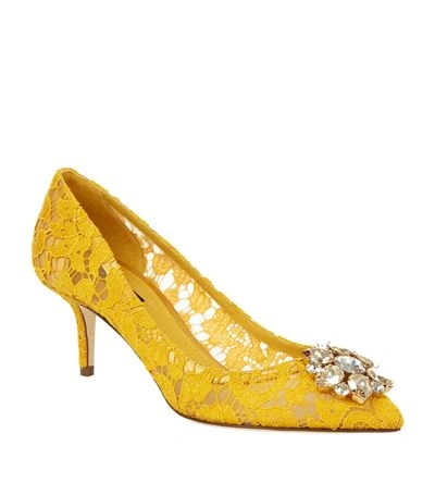 Shop Dolce & Gabbana Rosa Embellished Lace Pump