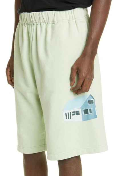 Shop Undercover Oversize House Print Knit Shorts In Peppermint