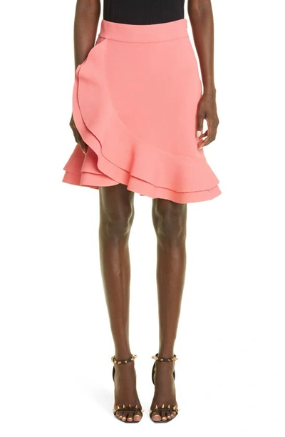 Shop Alexander Mcqueen Ruffle Miniskirt In Coral