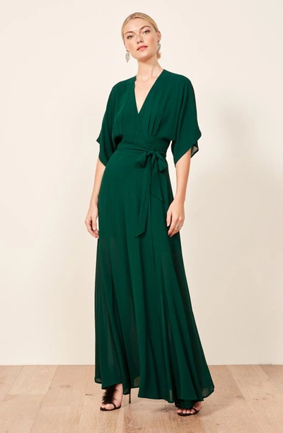 Shop Reformation Winslow Maxi Dress In Emerald