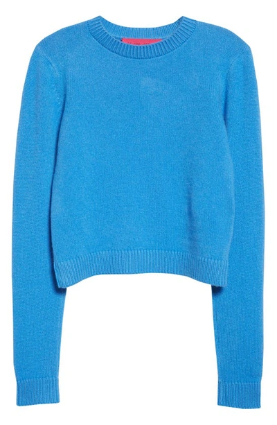 Shop The Elder Statesman Simple Crop Cashmere Sweater In Cerulean