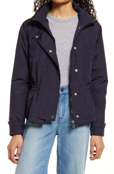 Shop Via Spiga Packable Water Resistant Rain Jacket In Navy