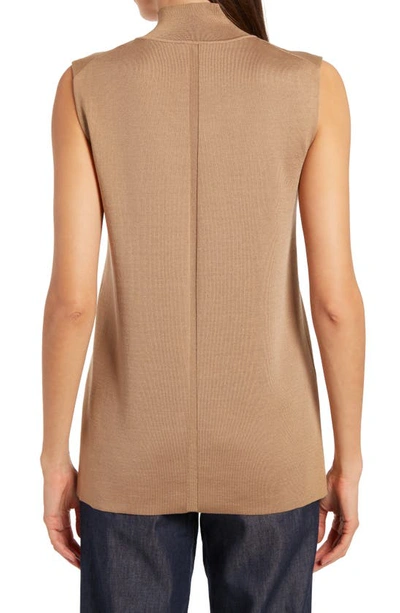 Shop The Row Gianico Silk Blend Mock Neck Top In Dark Camel