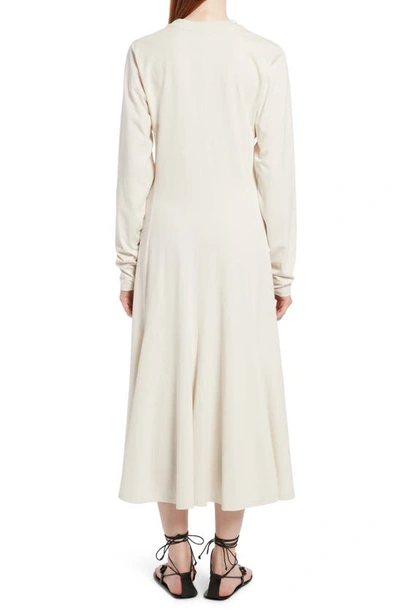 Gentwood Long Sleeve Cotton Jersey Midi Dress In Dove White