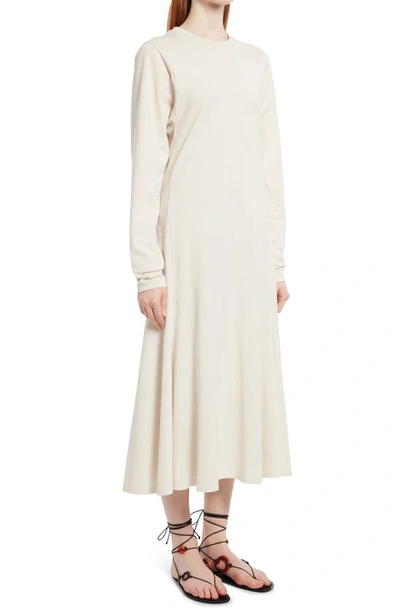 Gentwood Long Sleeve Cotton Jersey Midi Dress In Dove White