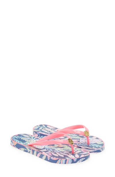 Shop Lilly Pulitzer Pool Flip Flop In Oyster Bay Navy