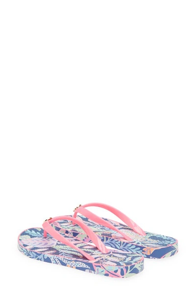 Shop Lilly Pulitzer Pool Flip Flop In Oyster Bay Navy