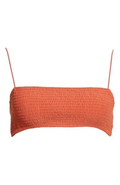 Shop Totême Smocked Bikini Top In Burnt Orange