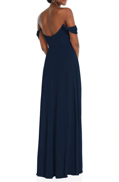 Shop After Six Off The Shoulder Evening Gown In Midnight Navy