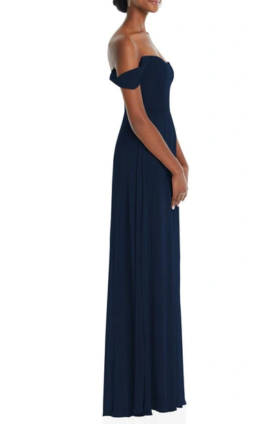 Shop After Six Off The Shoulder Evening Gown In Midnight Navy
