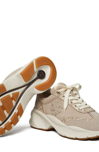 Shop Tory Burch T Monogram Good Luck Trainer Sneaker In Light Beige/ New Cream