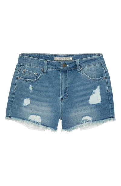 Shop Tractr Kids' Cotton Blend Denim Shorts In Indigo