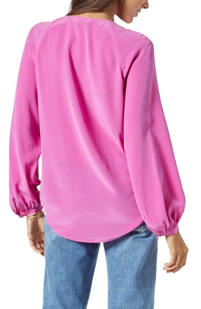 Shop Joie Shariana V-neck Silk Blouse In Purple Orchid