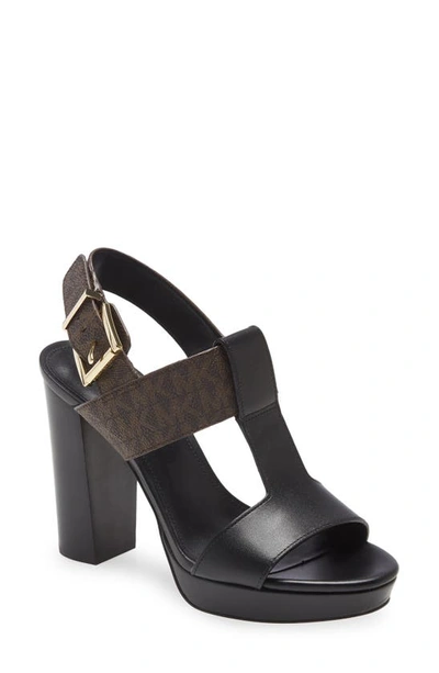 Shop Michael Michael Kors Becker Block Heel Platform Sandal In Black/ Brown