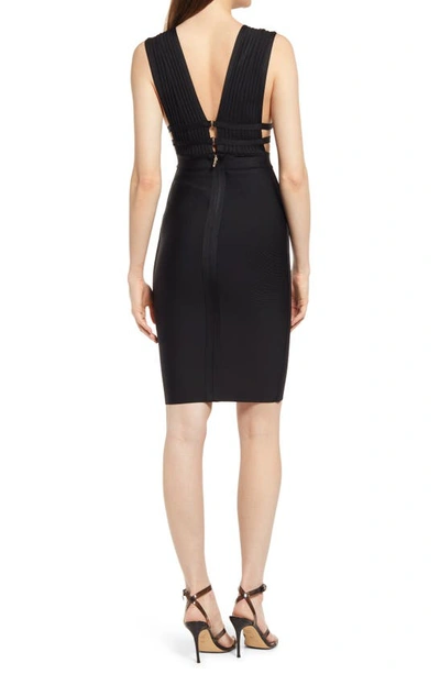 Bebe Plunge Neck Bandage Dress In Black
