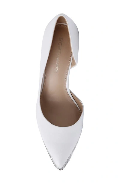 Shop Bcbgeneration Harnoy Half D'orsay Pointed Toe Pump In Bright White Faux Leather