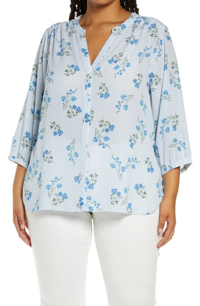 Shop Nydj Semisheer Pintuck Blouse In Riviera Bl