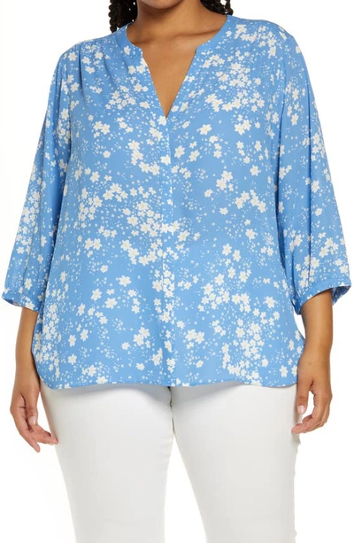 Shop Nydj Semisheer Pintuck Blouse In Avignon