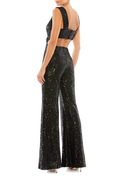 Shop Mac Duggal Cutout Sequin Sleeveless Jumpsuit In Black