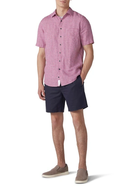 Shop Rodd & Gunn Dunsaddle Check Short Sleeve Linen Button-up Shirt In Garnet