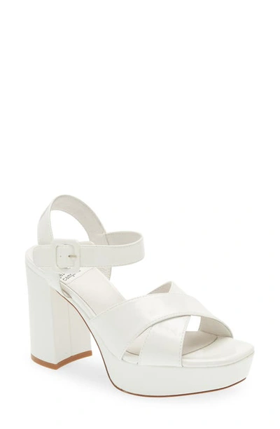 Shop Jeffrey Campbell Amma Platform Slingback Sandal In White Crinkle Patent