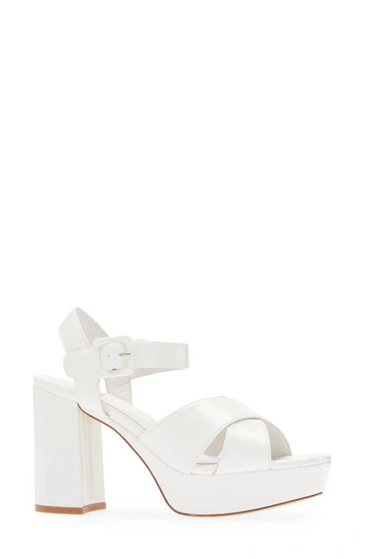 Shop Jeffrey Campbell Amma Platform Slingback Sandal In White Crinkle Patent