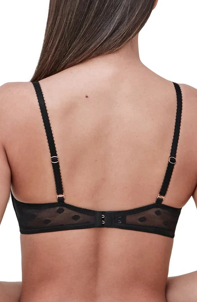 Skarlett Blue Dnu Women's Dare Fully Adjustable Comfortable Everyday Demi T Shirt Bra With Dotted Stretch Lace And In Black/ Nylon